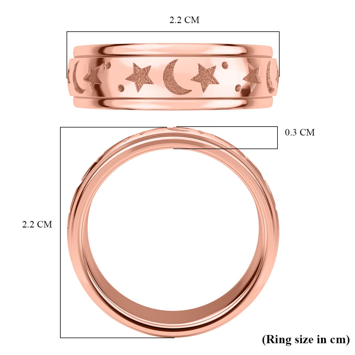 Moon Star Spinner Ring in Vermeil Rose Gold Over Sterling Silver 4.50 Grams image number 6