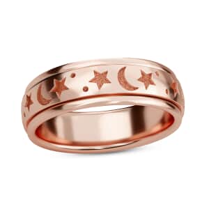 Moon star Fidget Spinner Ring for Anxiety, Spinner Ring in Vermeil RG Over Sterling Silver,Anxiety Ring for Women,Fidget Rings for Anxiety 4.50 Grams (Size 7.00)