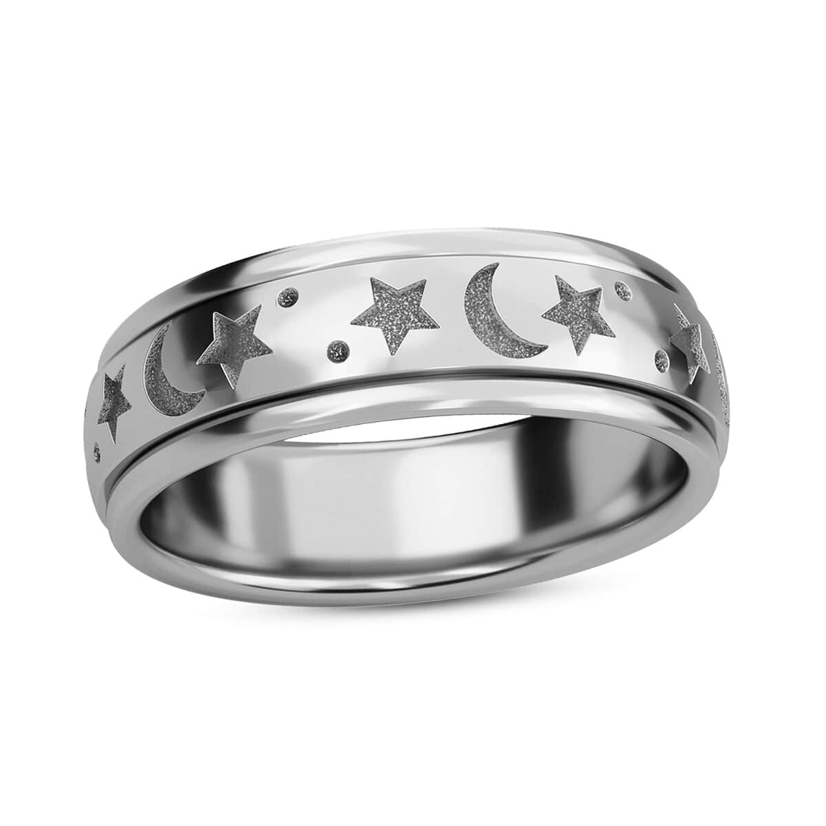 Moon star Fidget Spinner Ring for Anxiety, Spinner Ring in Vermeil RG Over Sterling Silver,Anxiety Ring for Women,Fidget Rings for Anxiety,Stress Relieving Anxiety Ring 4.50 Grams (Size 7.0) image number 0