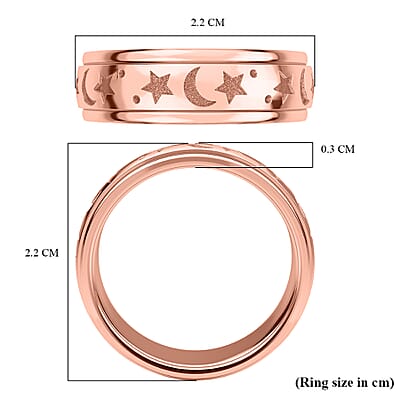 D'Joy Moon star Fidget Spinner Ring for Anxiety in Vermeil RG Over Sterling Silver 4.50 Grams