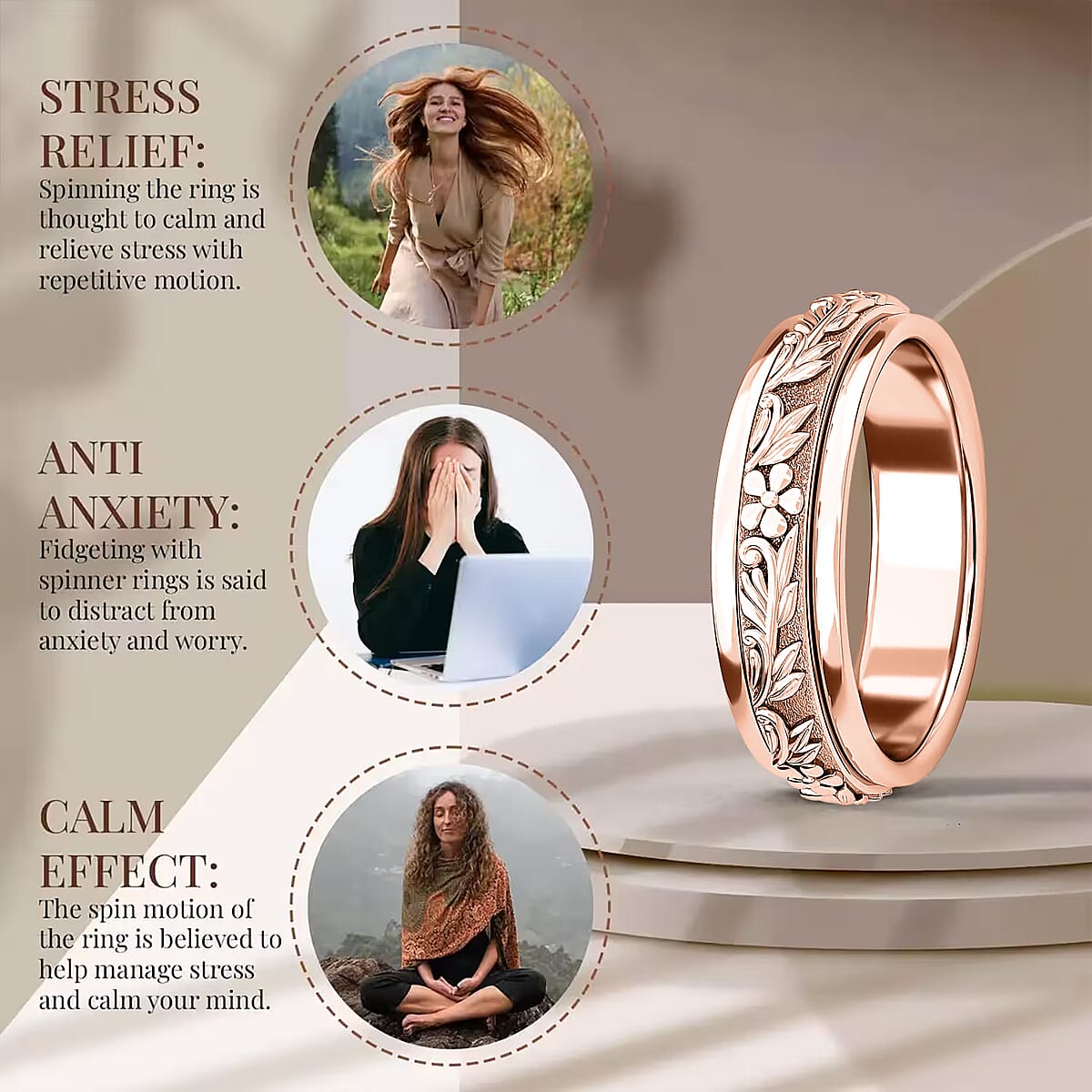 Vermeil Rose Gold Sterling Silver Ring 4.60 Grams image number 2