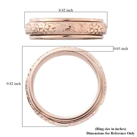 Floral Fidget Spinner Ring for Anxiety in Vermeil Rose Gold Over Sterling Silver, Anxiety Ring for Women, Fidget Rings for Anxiety, Stress Relieving Anxiety Ring, Promise Rings 4.50 Grams (Size 11) image number 5