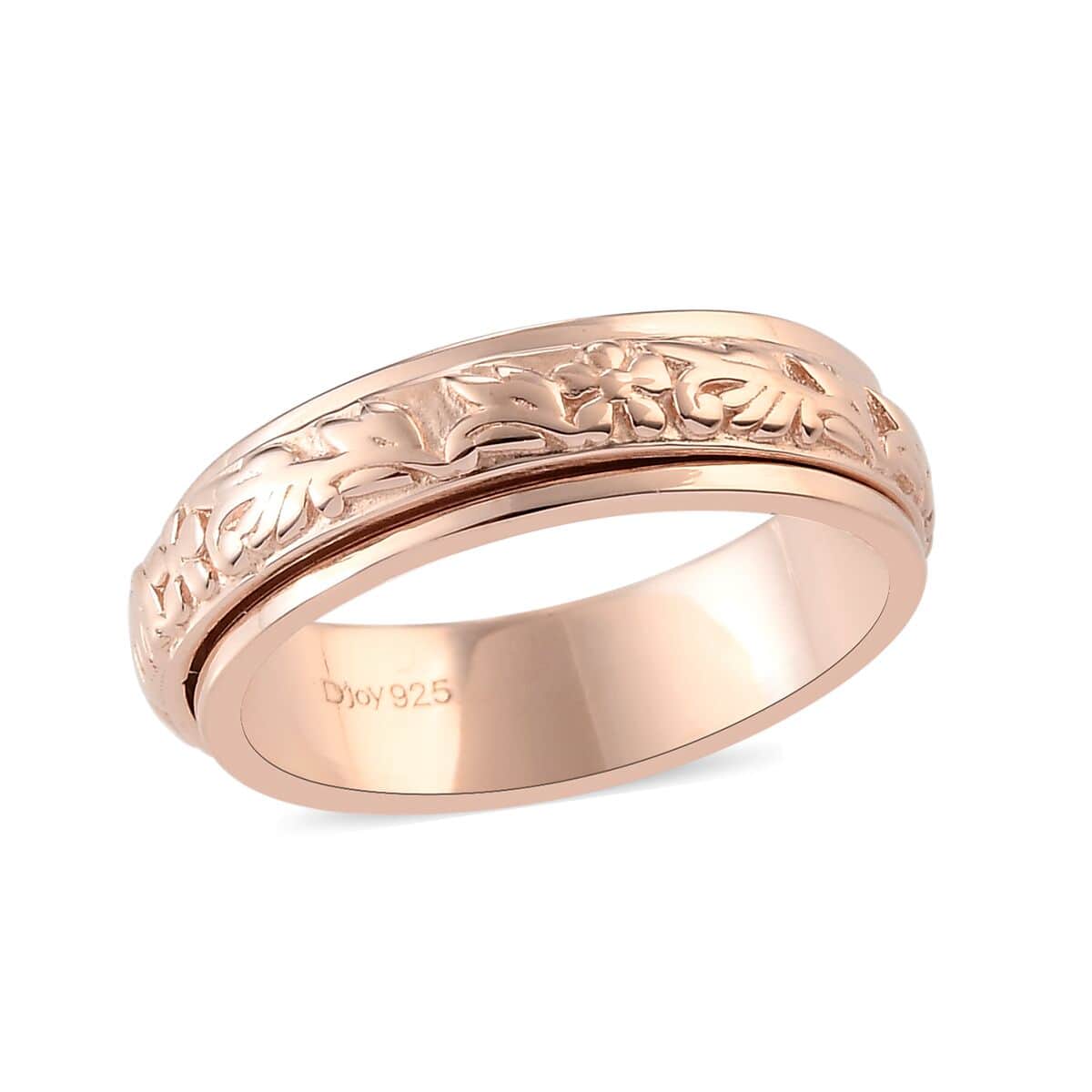 Floral Fidget Spinner Ring for Anxiety in Vermeil Rose Gold Over Sterling Silver, Anxiety Ring for Women, Fidget Rings for Anxiety, Promise Rings 4.50 Grams (Size 5.00) image number 0