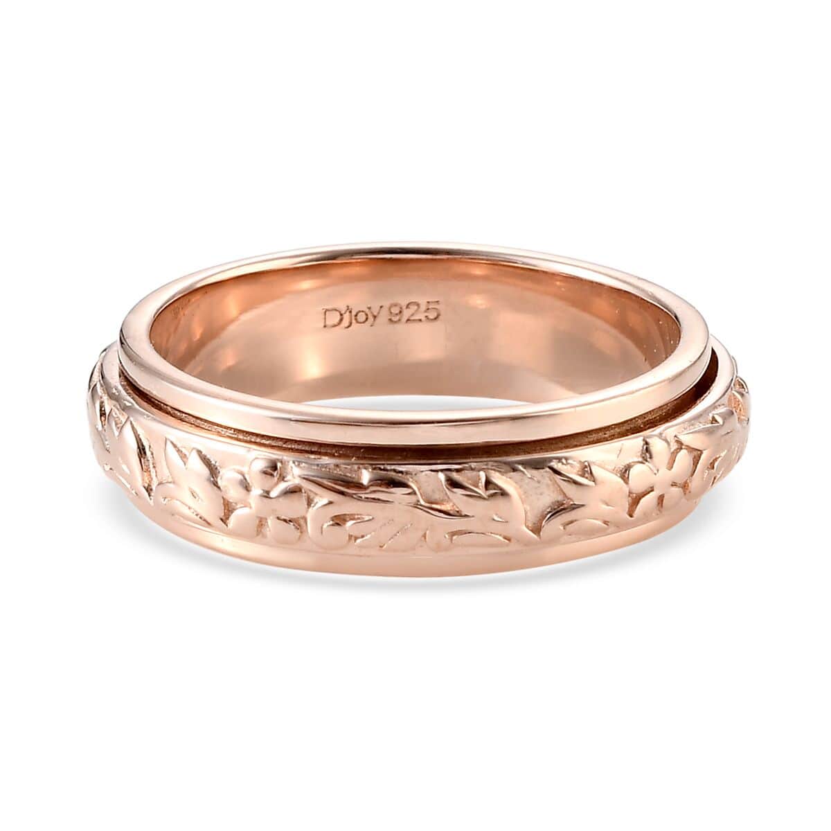 Floral Fidget Spinner Ring for Anxiety in Vermeil Rose Gold Over Sterling Silver, Anxiety Ring for Women, Fidget Rings for Anxiety, Promise Rings 4.50 Grams (Size 5.00) image number 4