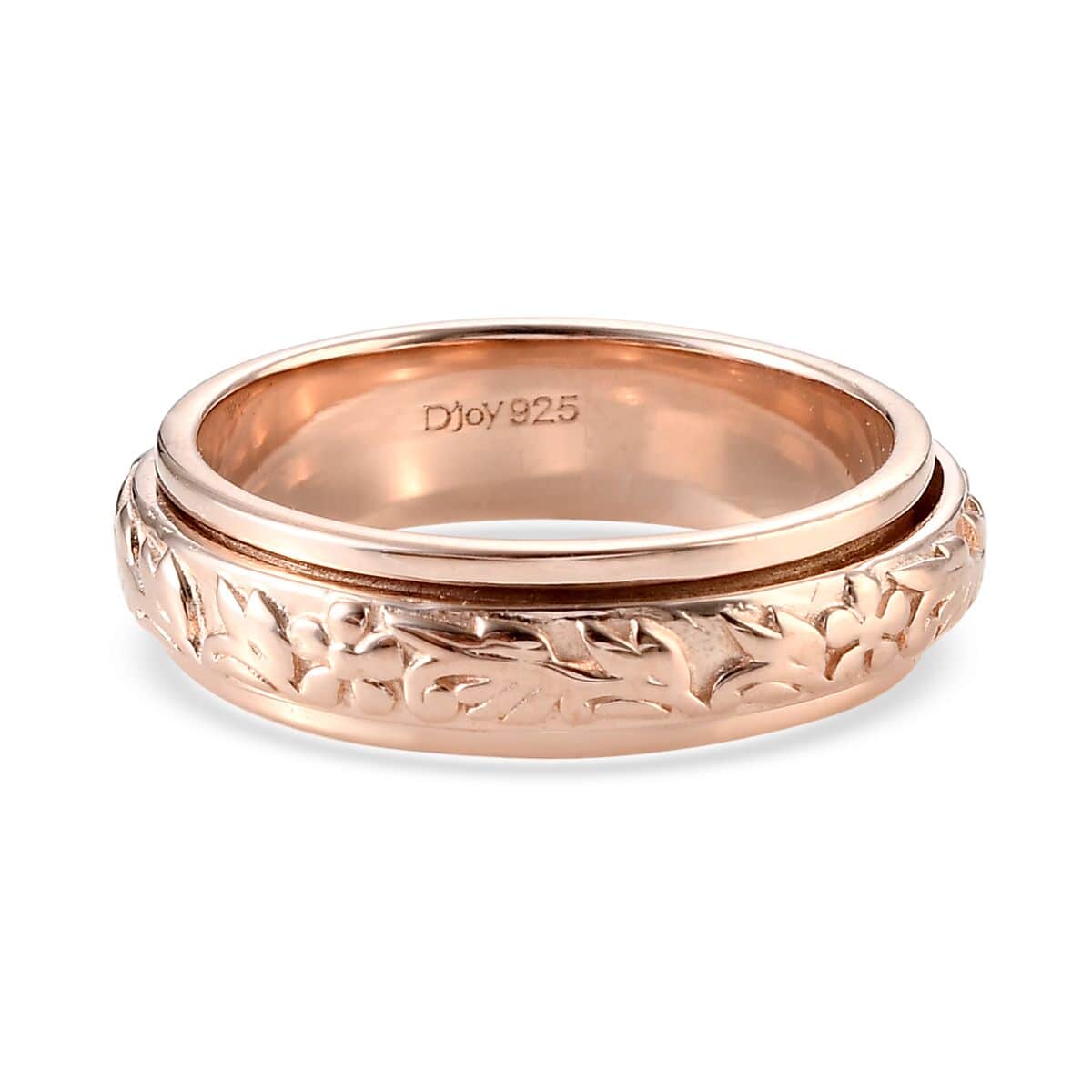 Floral Fidget Spinner Ring for Anxiety in Vermeil Rose Gold Over Sterling Silver, Anxiety Ring for Women, Fidget Rings for Anxiety, Promise Rings 4.50 Grams (Size 6.00) image number 4