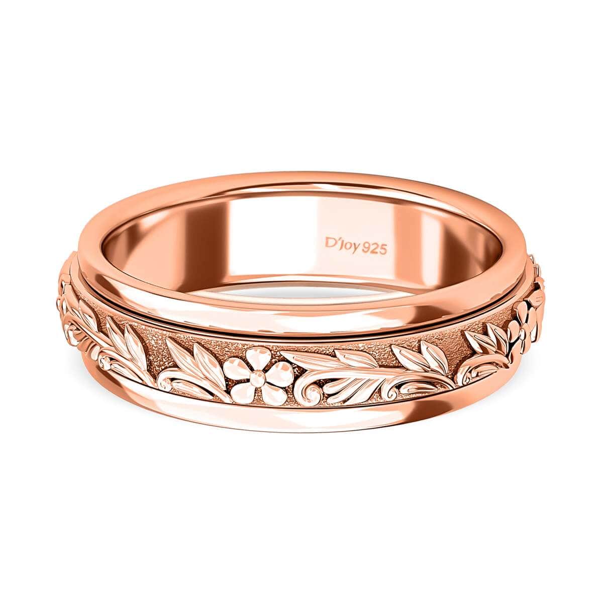 Vermeil Rose Gold Sterling Silver Flower Spinner Ring,Promise Rings For Women, Band Rings For Gifts, Rings For Anxiety (Size 7.0) image number 4