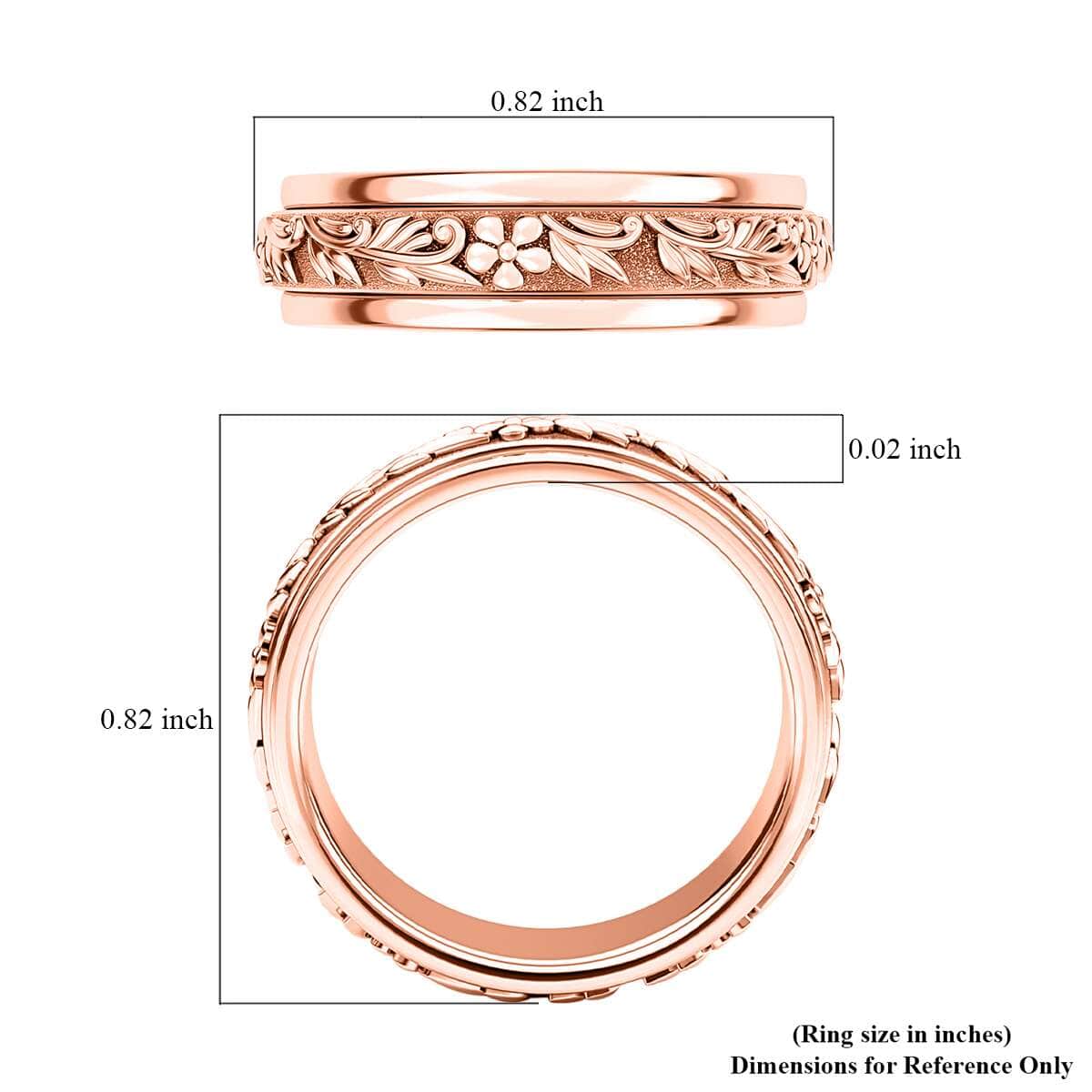 Vermeil Rose Gold Sterling Silver Flower Spinner Ring,Promise Rings For Women, Band Rings For Gifts, Rings For Anxiety (Size 7.0) image number 5