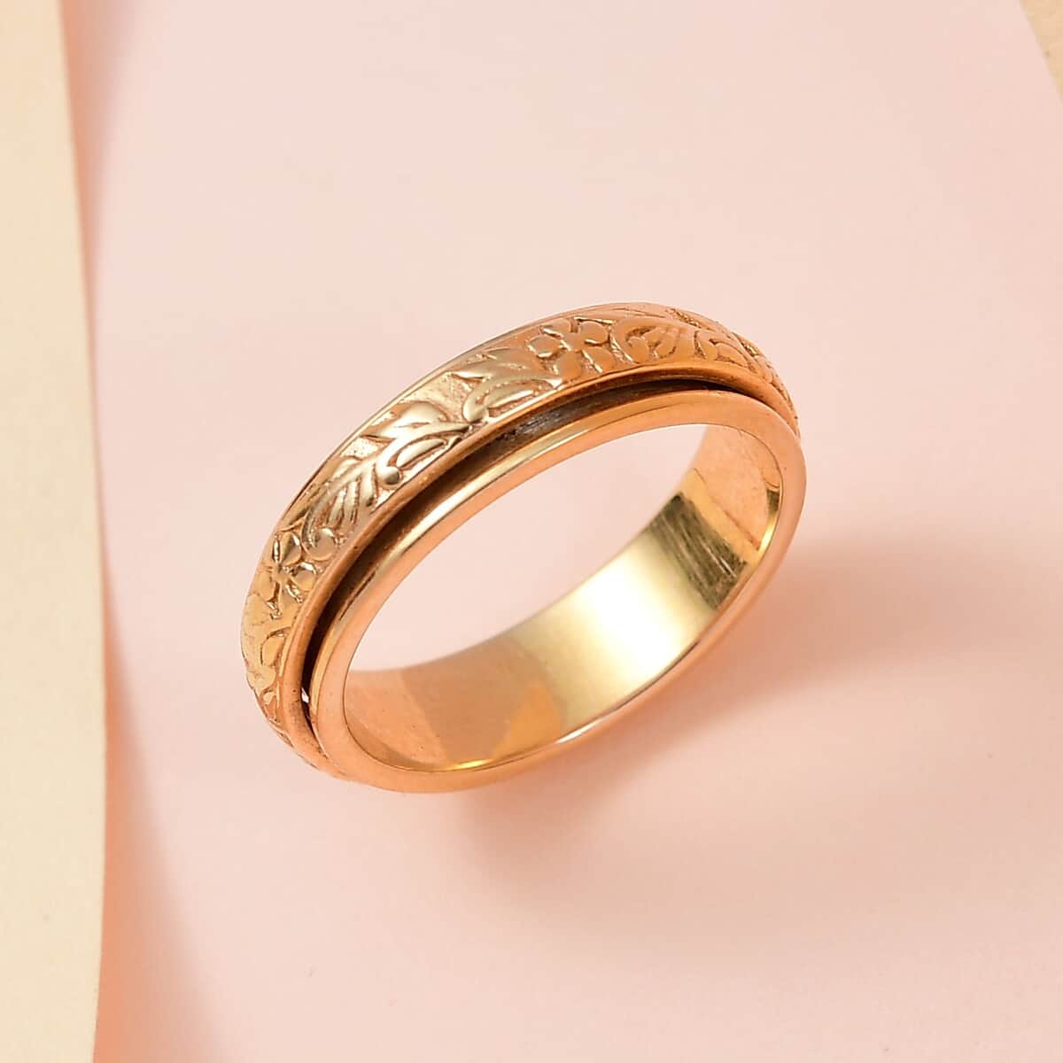 Floral Fidget Spinner Ring for Anxiety in Vermeil Yellow Gold Over Sterling Silver, Anxiety Ring for Women, Fidget Rings for Anxiety, Promise Rings 4.50 Grams image number 1