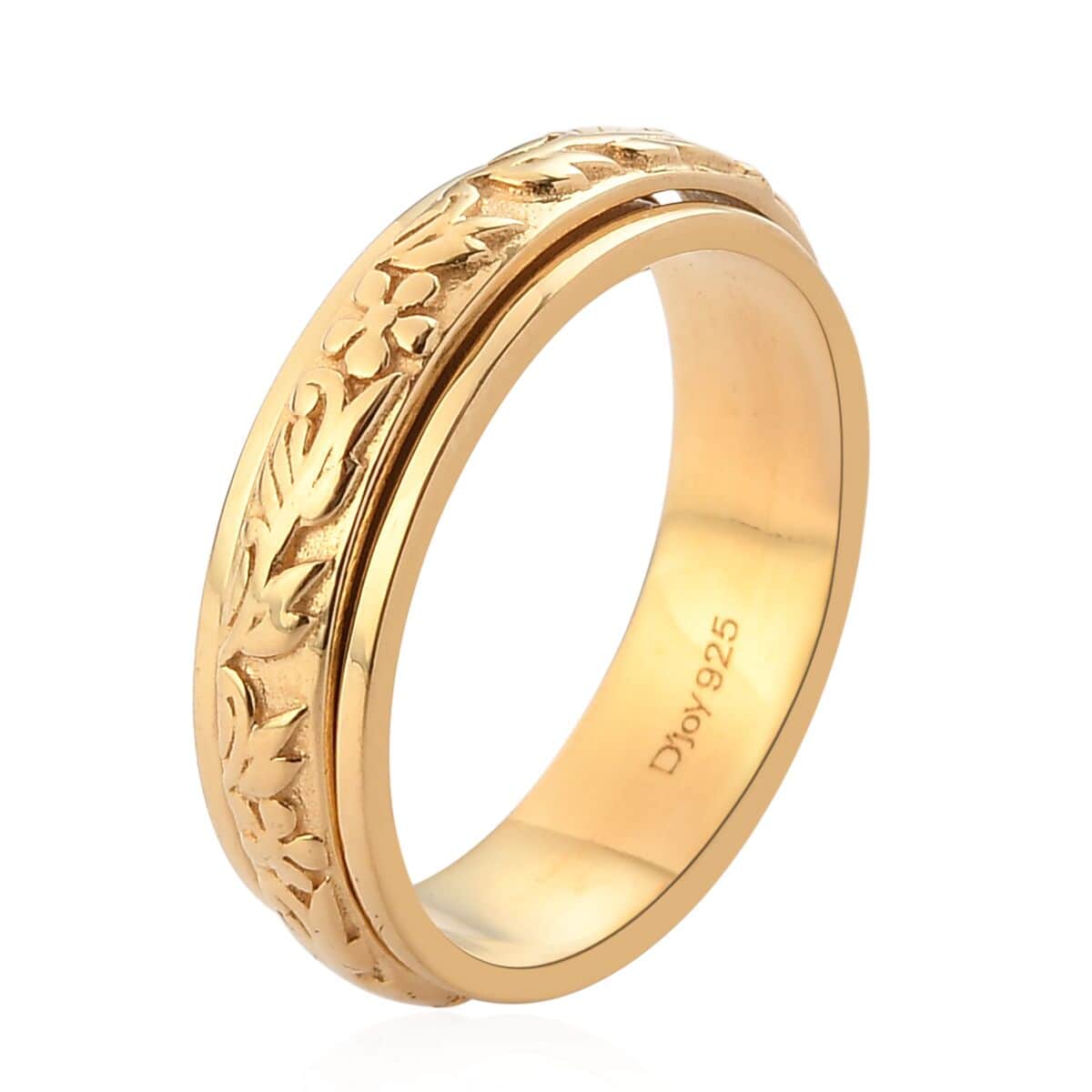 Floral Fidget Spinner Ring for Anxiety in Vermeil Yellow Gold Over Sterling Silver, Anxiety Ring for Women, Fidget Rings for Anxiety, Promise Rings 4.50 Grams image number 3