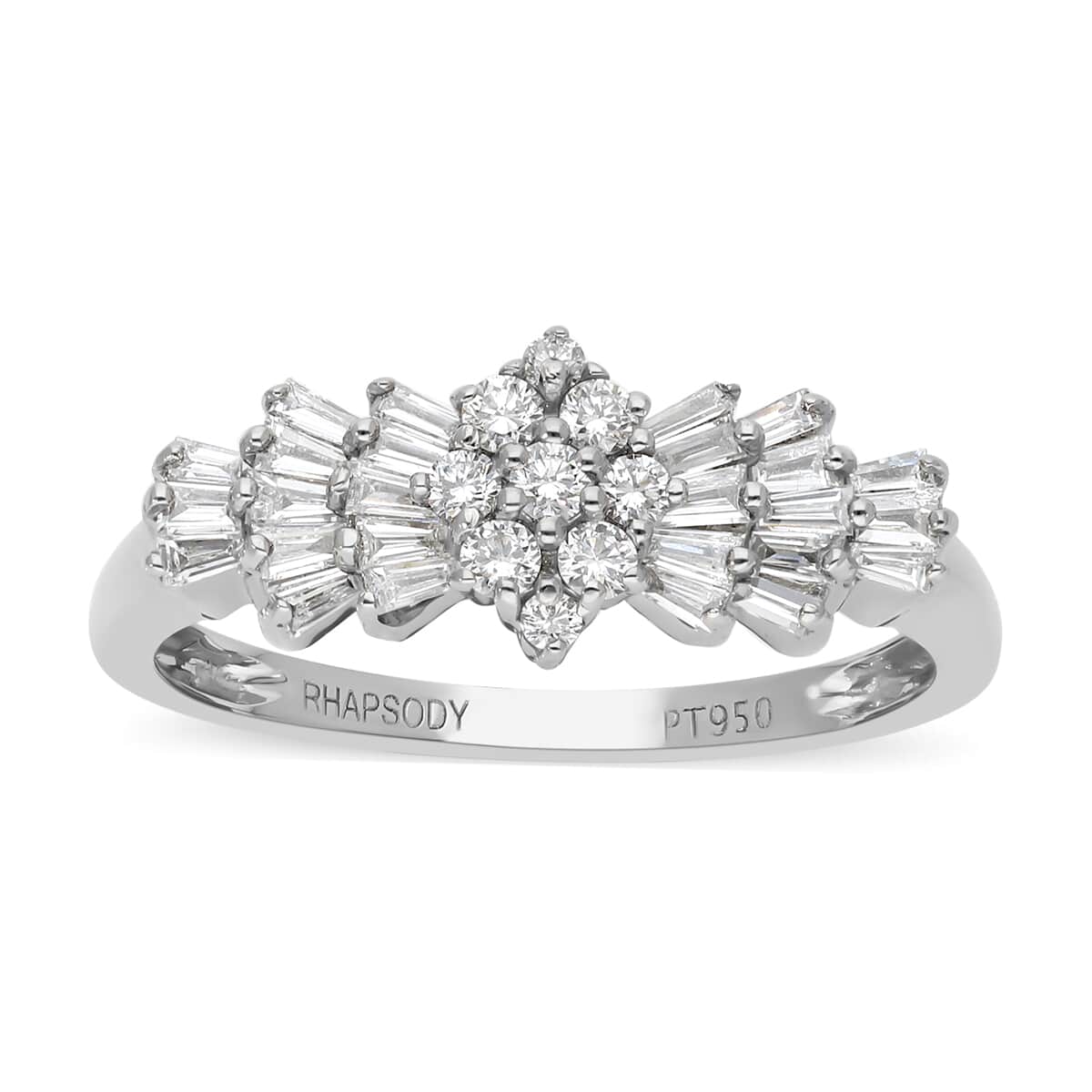Rhapsody IGI Certified 950 Platinum Diamond Ring, Ballerina Ring, Wedding Rings, Engagement Rings 0.50 ctw image number 0
