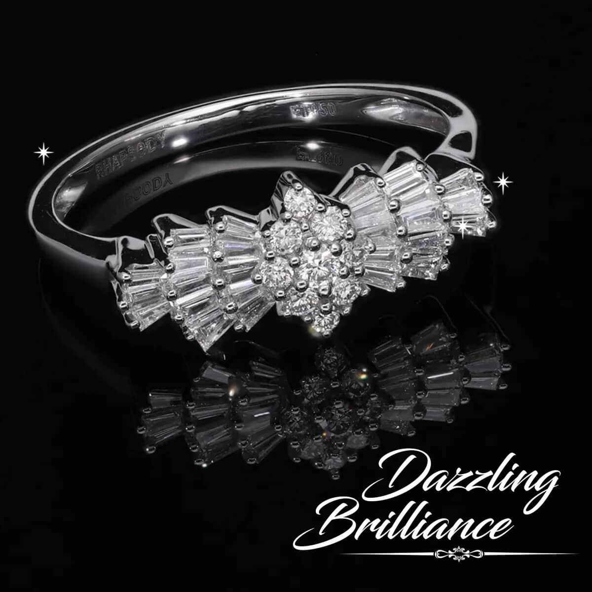 Rhapsody IGI Certified 950 Platinum Diamond Ring, Ballerina Ring, Wedding Rings, Engagement Rings 0.50 ctw image number 1