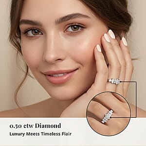 Rhapsody IGI Certified 950 Platinum Diamond 0.50 ctw Ring, Ballerina Ring, Wedding Rings, Engagement Rings (Size 8.00)