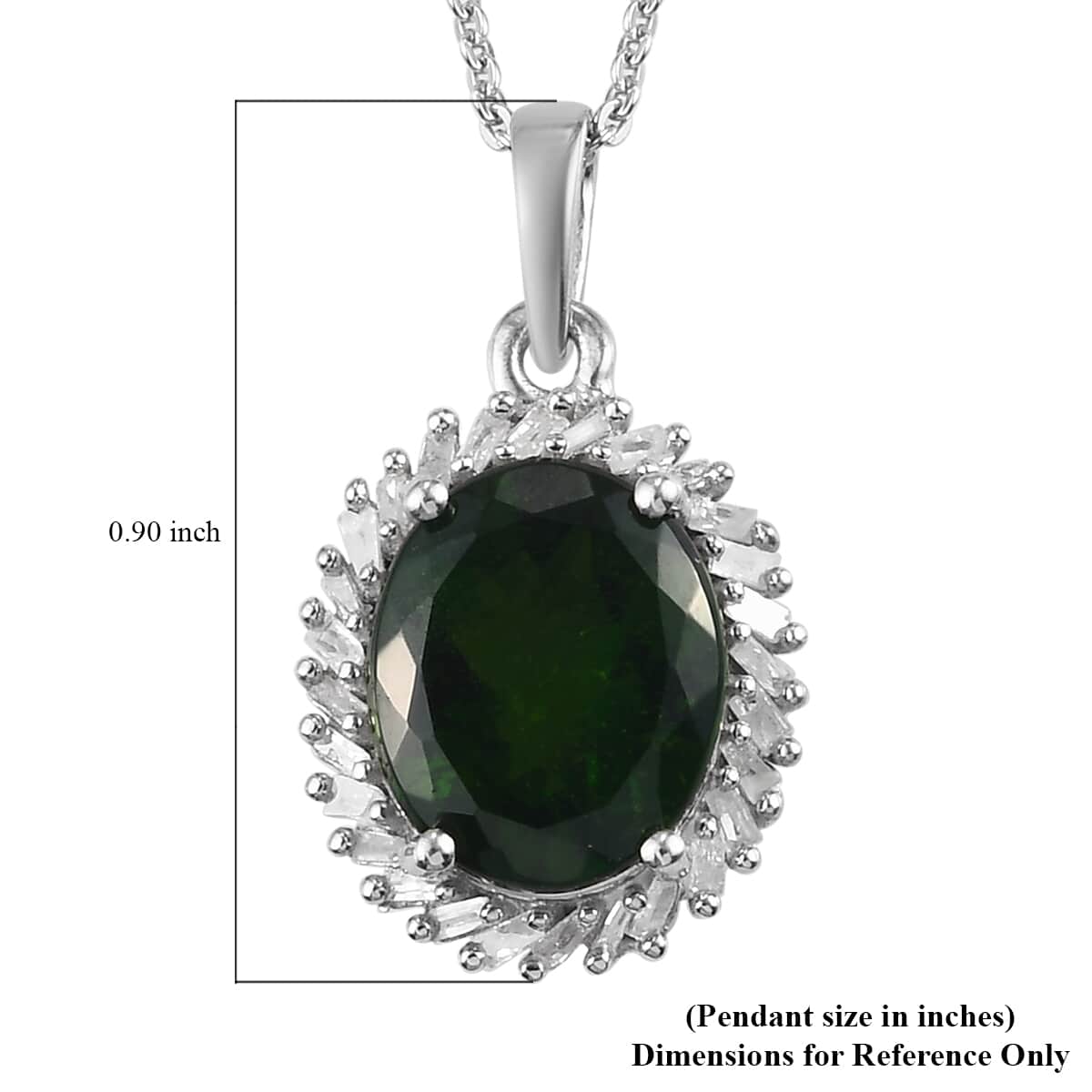 Natural Chrome Diopside and Diamond Pendant Necklace 20 Inches in Platinum Over Sterling Silver 3.80 ctw image number 5