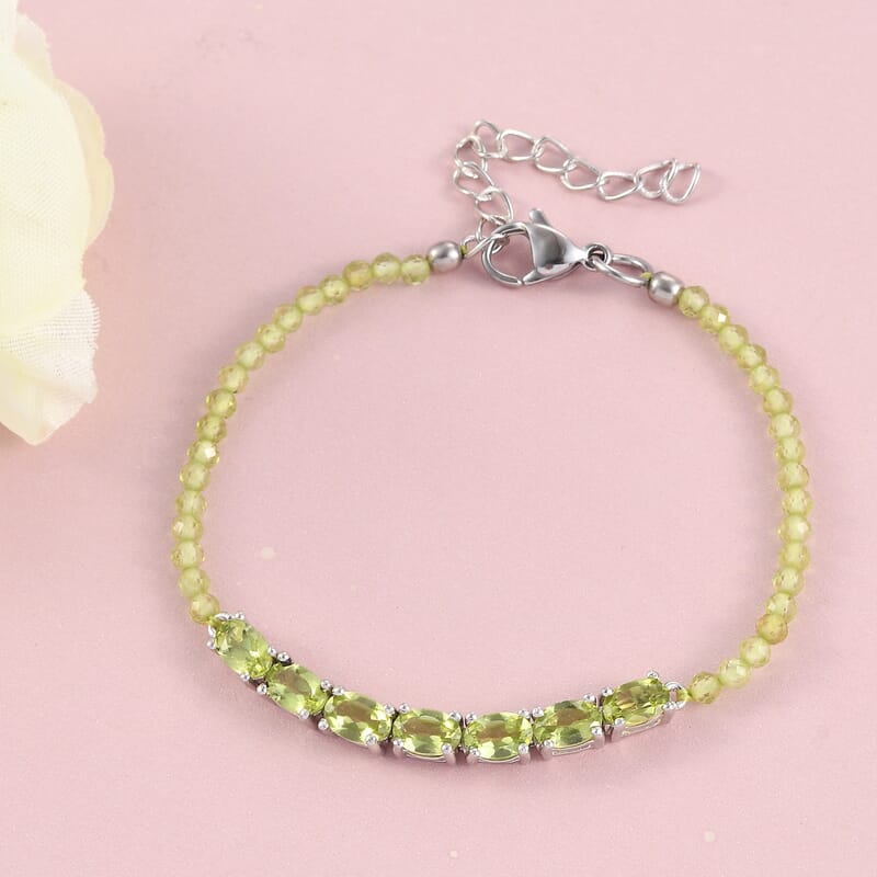 KARIS Peridot Bracelet in Platinum Bond (8.00 In) 11.00 ctw