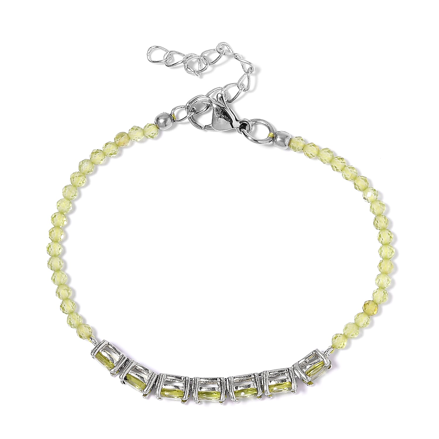 KARIS Peridot Bracelet in Platinum Bond (8.00 In) 11.00 ctw
