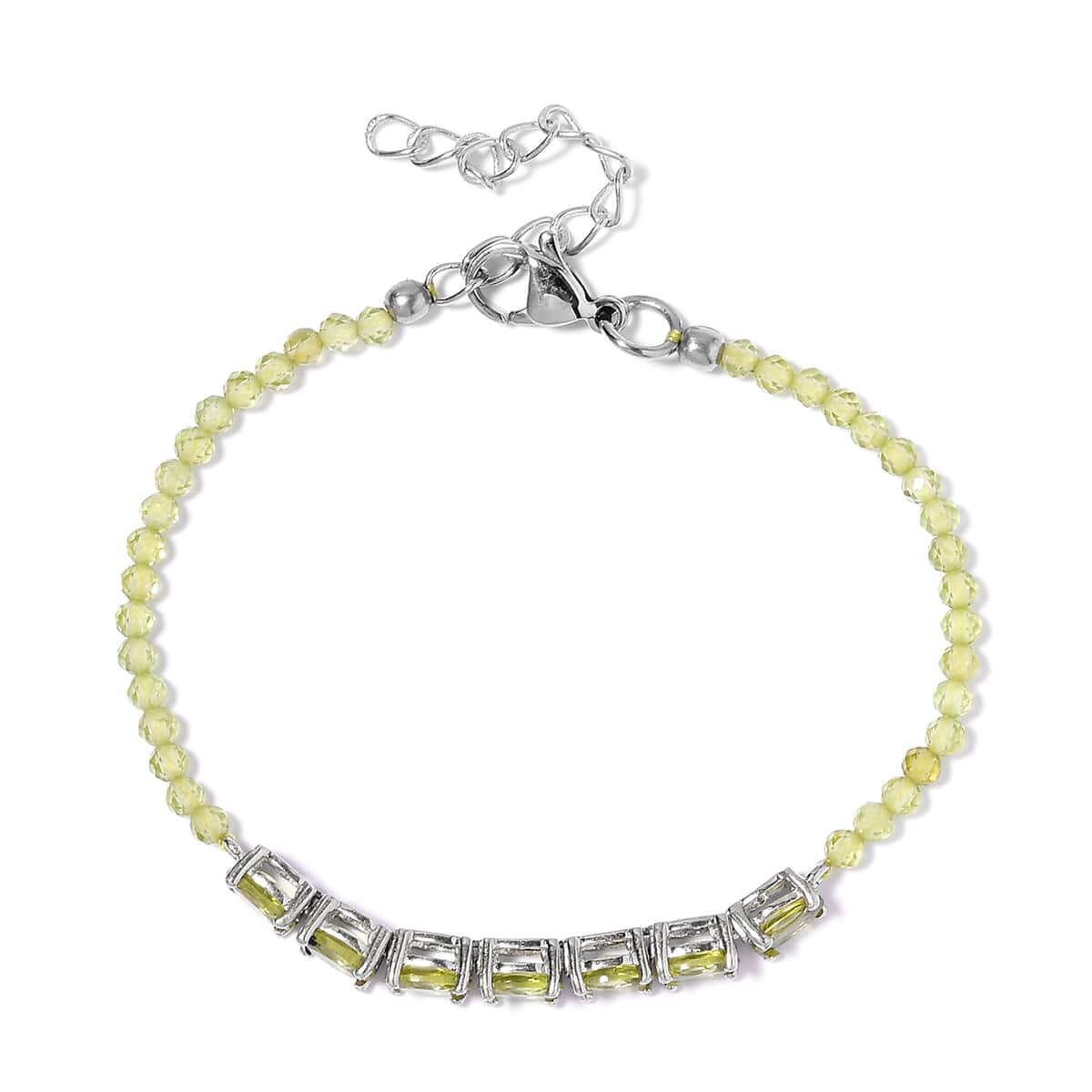 Peridot Bracelet in Platinum Bond (8.00 In) 11.00 ctw image number 3