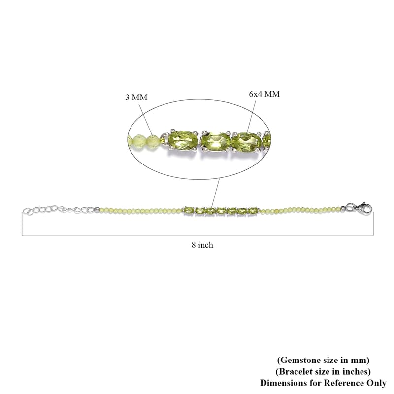 KARIS Peridot Bracelet in Platinum Bond (8.00 In) 11.00 ctw