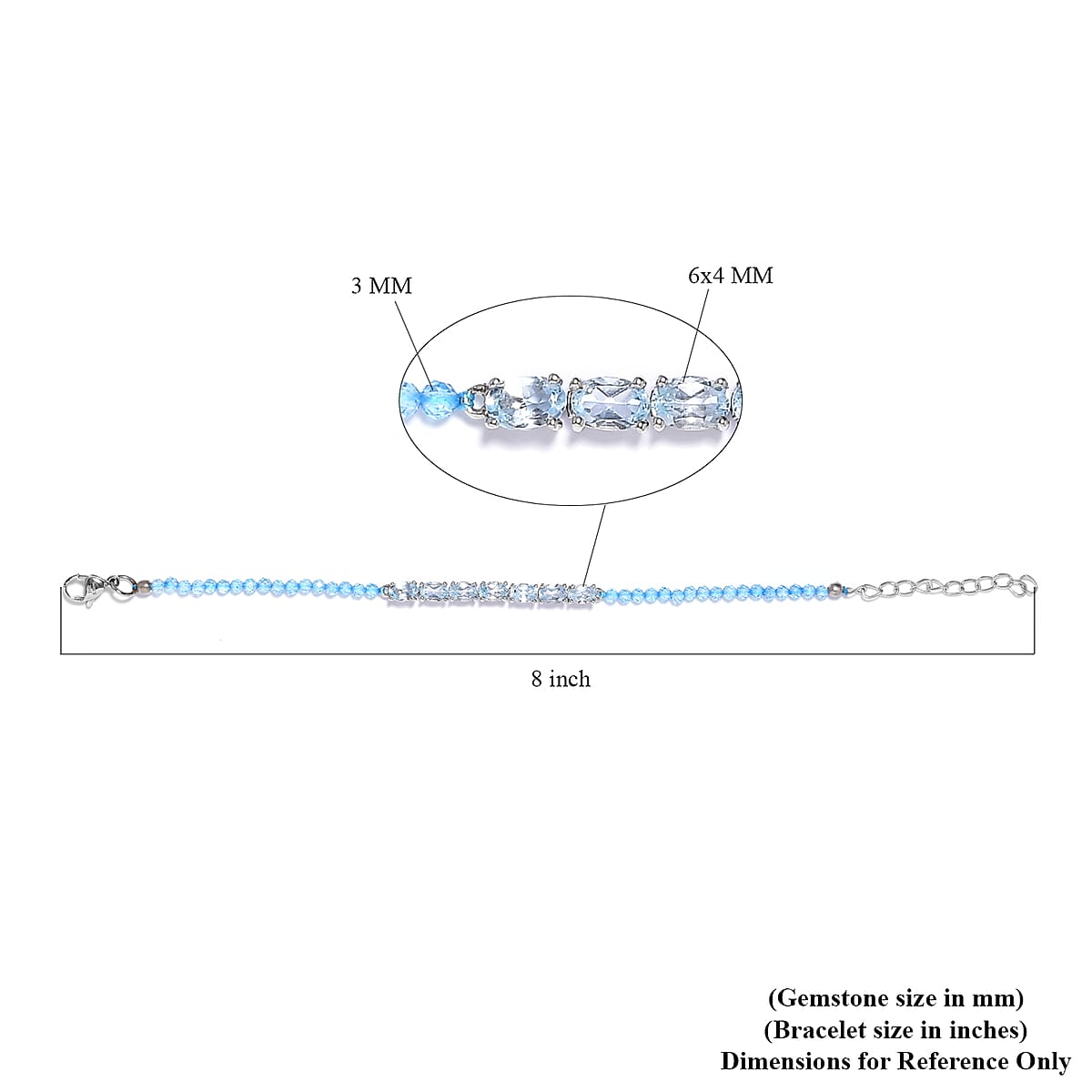 KARIS Sky Blue Topaz Bracelet in Platinum Bond (8.00 In) 11.75 ctw image number 5