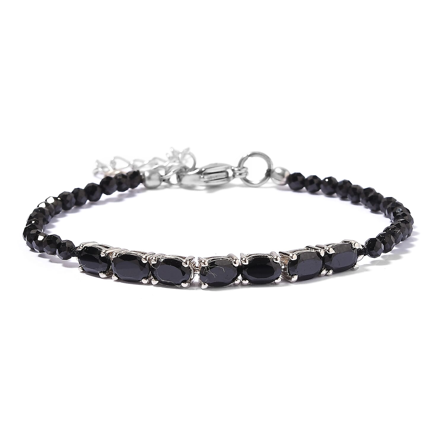 Karis Thai Black Spinel Bracelet in Platinum Bond (8.00 In) 12.00 ctw
