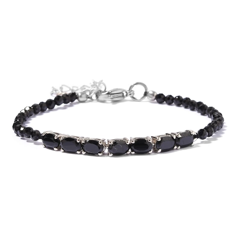 Karis Thai Black Spinel Bracelet in Platinum Bond (8.00 In) 12.00 ctw