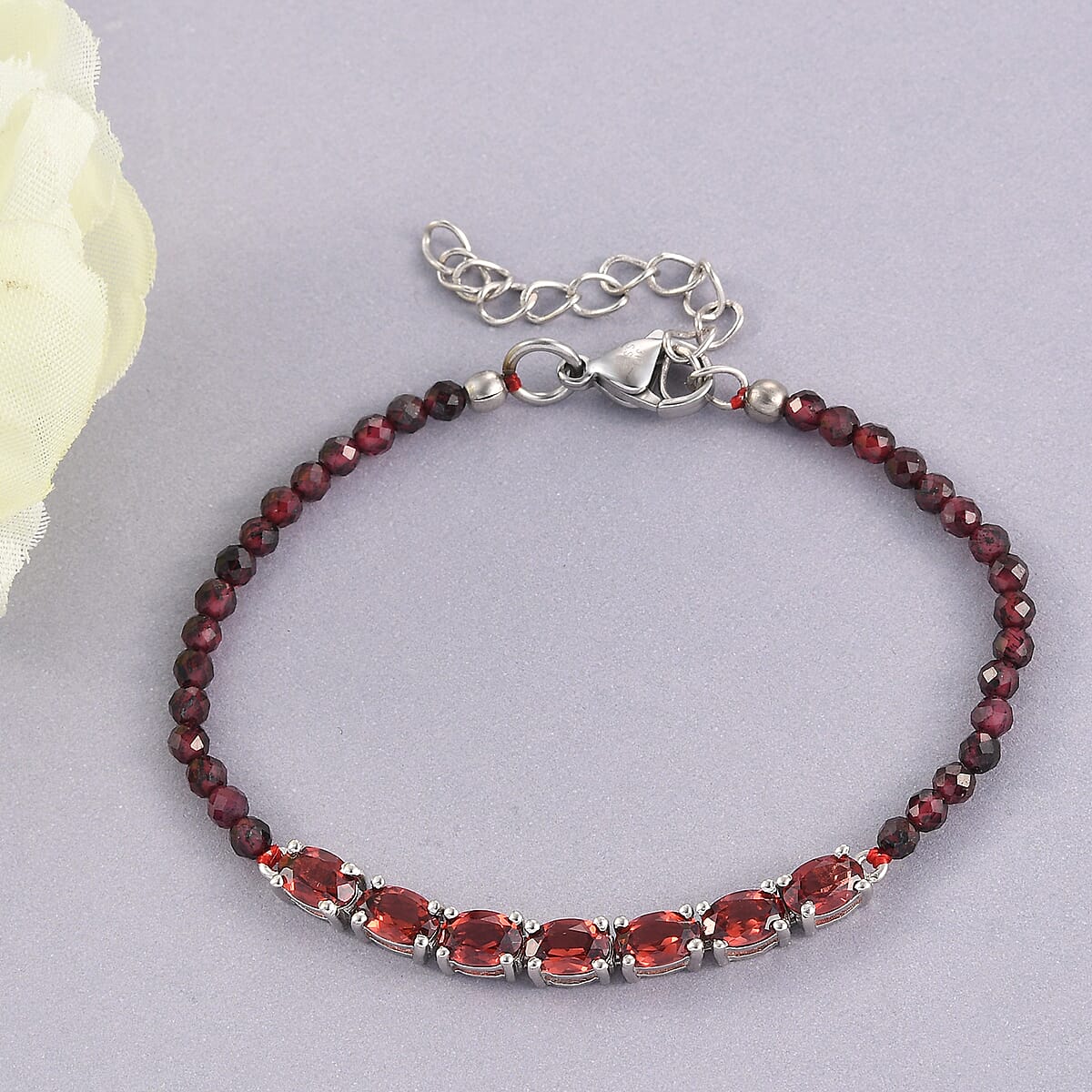 Karis Mozambique Garnet Bracelet in Platinum Bond (8.00 In) 11.80 ctw image number 1