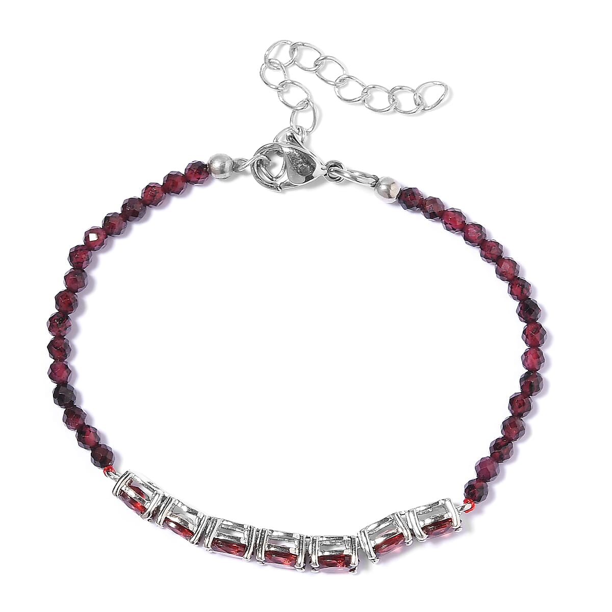 Karis Mozambique Garnet Bracelet in Platinum Bond (8.00 In) 11.80 ctw image number 3