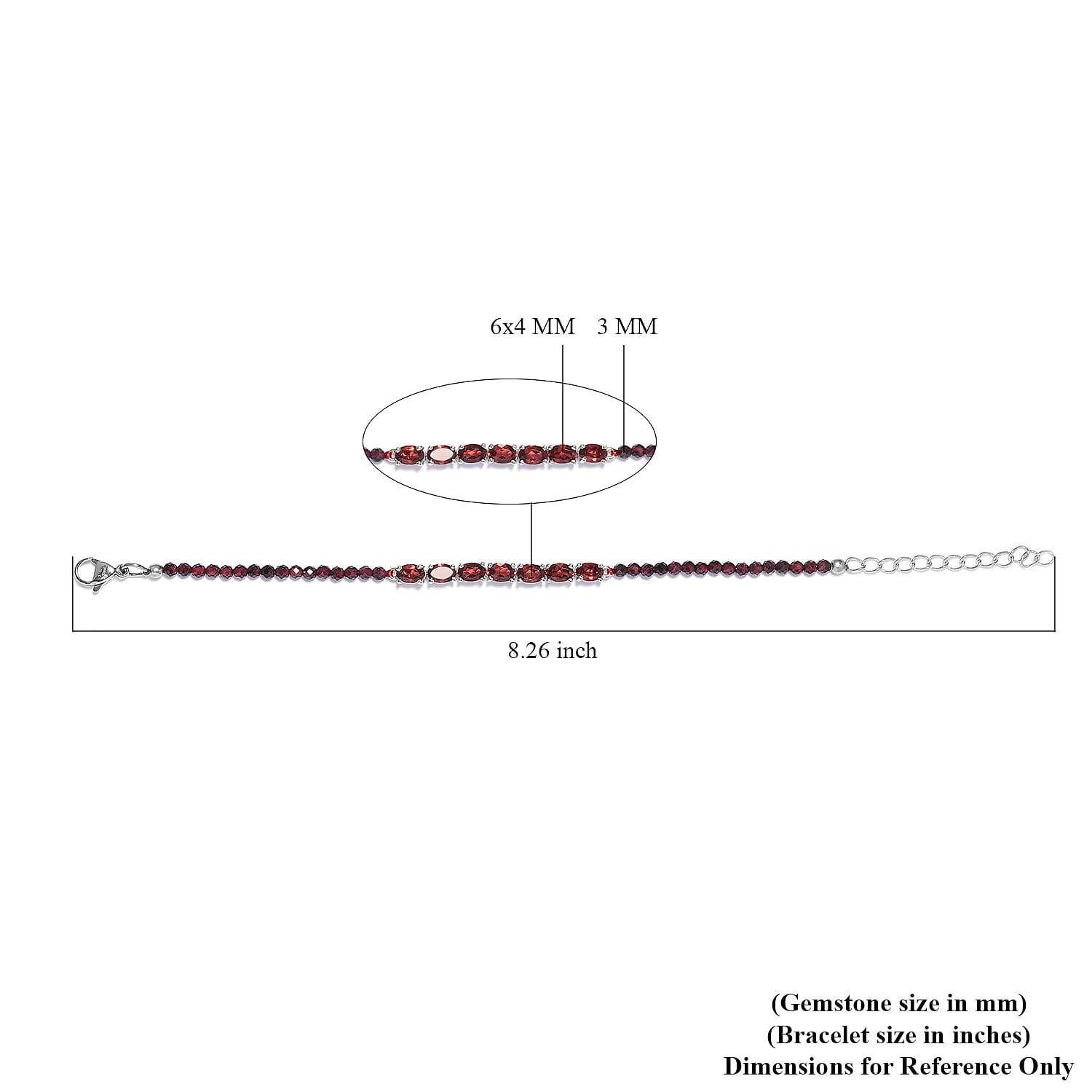 Karis Mozambique Garnet Bracelet in Platinum Bond (8.00 In) 11.80 ctw