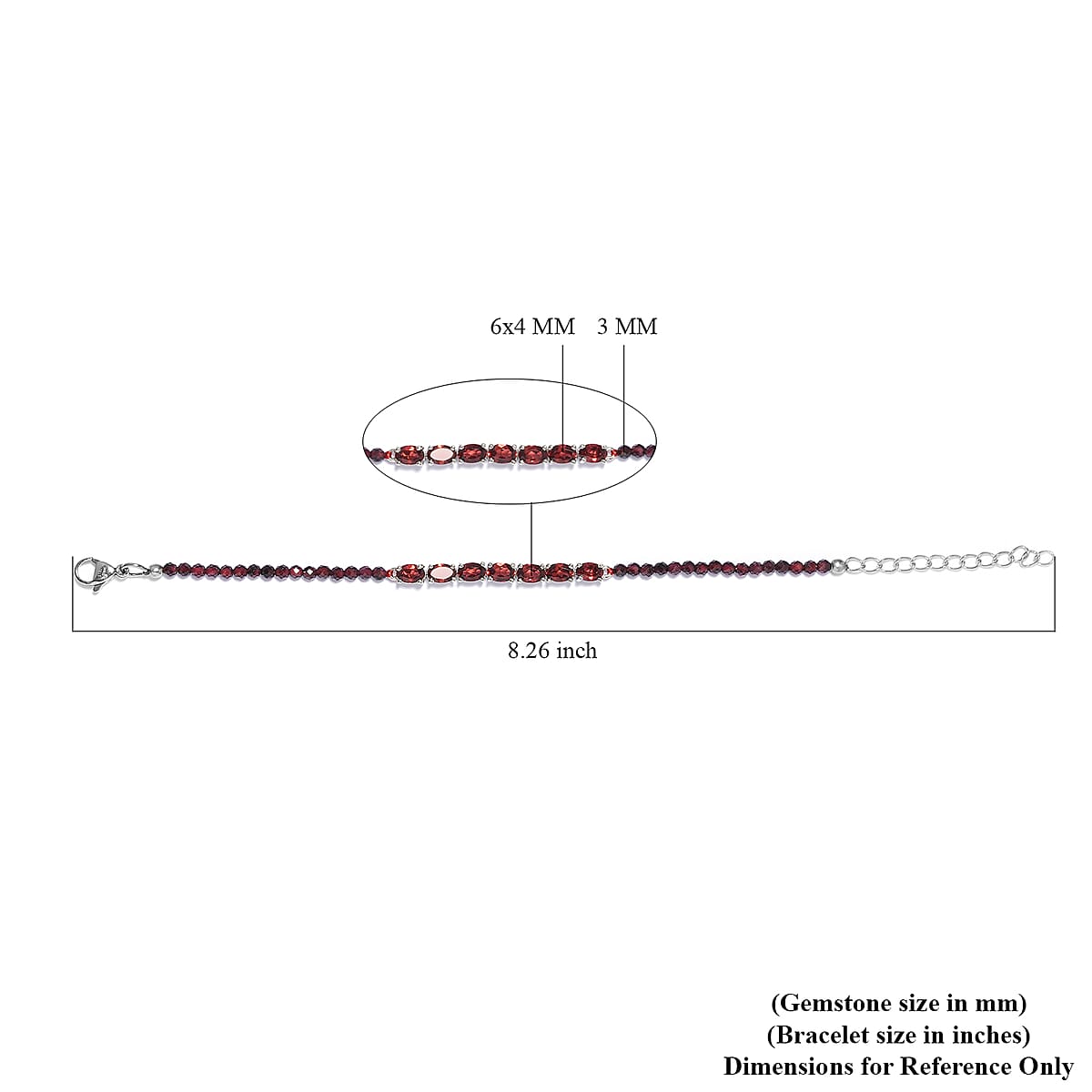 Karis Mozambique Garnet Bracelet in Platinum Bond (8.00 In) 11.80 ctw image number 5