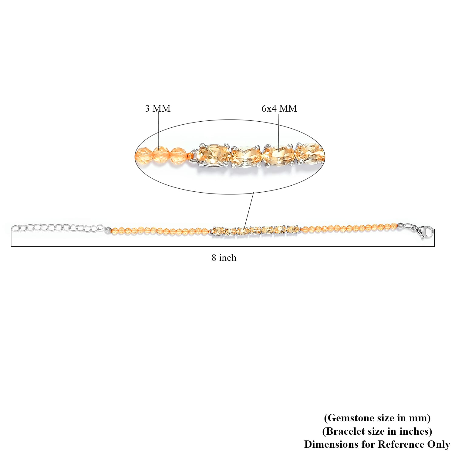 Karis Brazilian Citrine Bracelet in Platinum Bond (8.00 In) 10.80 ctw