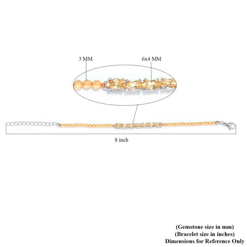 Karis Brazilian Citrine Bracelet in Platinum Bond (8.00 In) 10.80 ctw