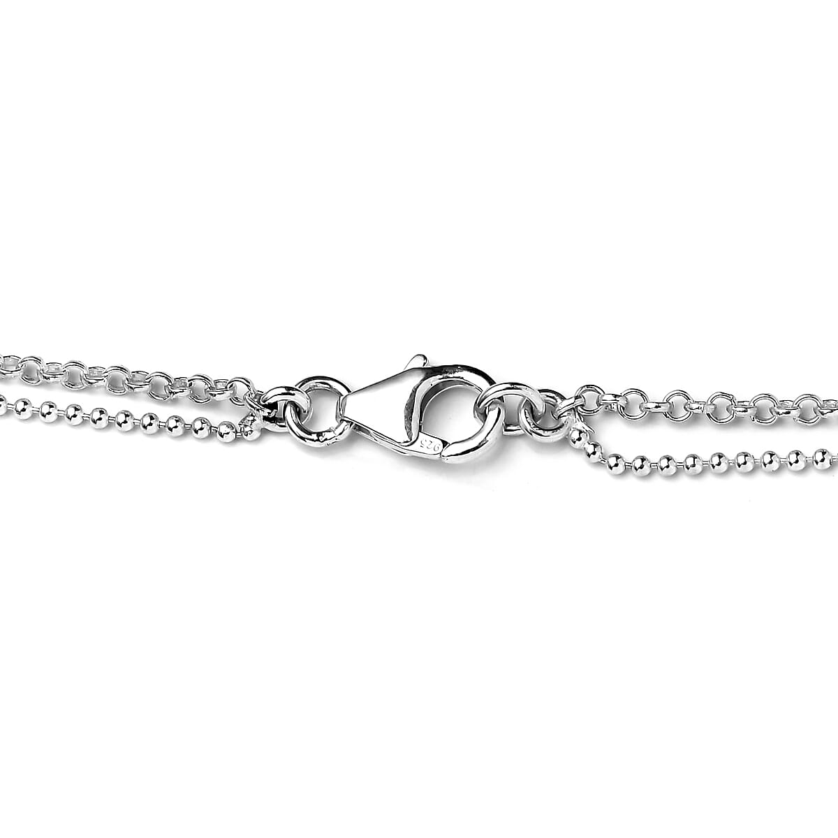 Swiss Blue Topaz Fancy Hamsa Pendant Layered Chain Necklace 18 Inches in Sterling Silver 8 Grams 0.30 ctw image number 4