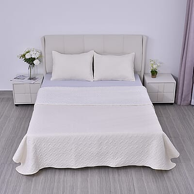 Homesmart Beige Solid Sherpa and Microfiber Quilt (King) and Set of 2 Shams