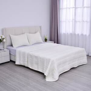 Homesmart Beige Striped Queen Size Microfiber Quilt With Set of Shams