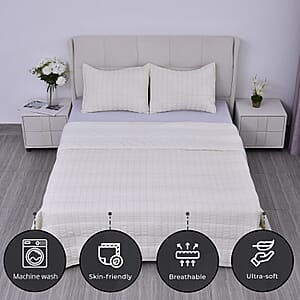 Homesmart Beige Striped Queen Size Microfiber Quilt With Set of Shams