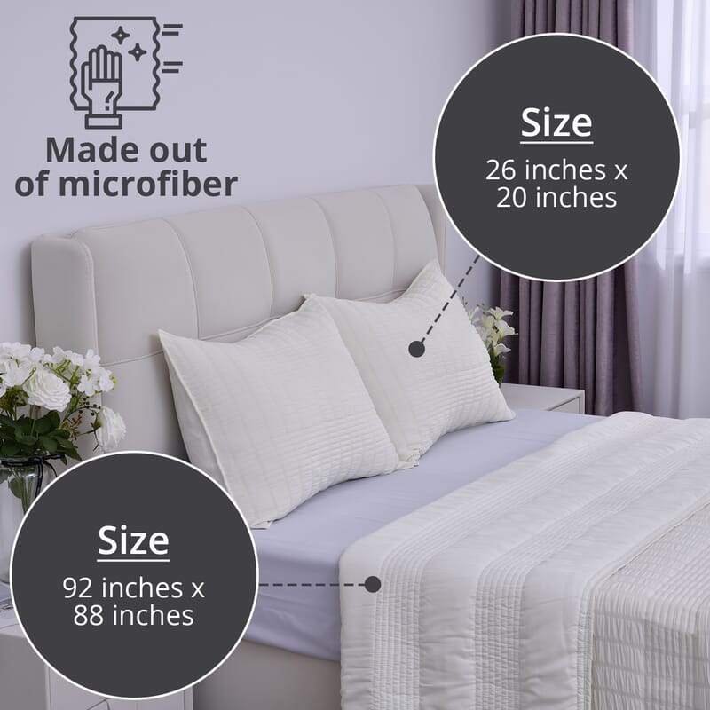 Homesmart Beige Striped Queen Size Microfiber Quilt With Set of Shams