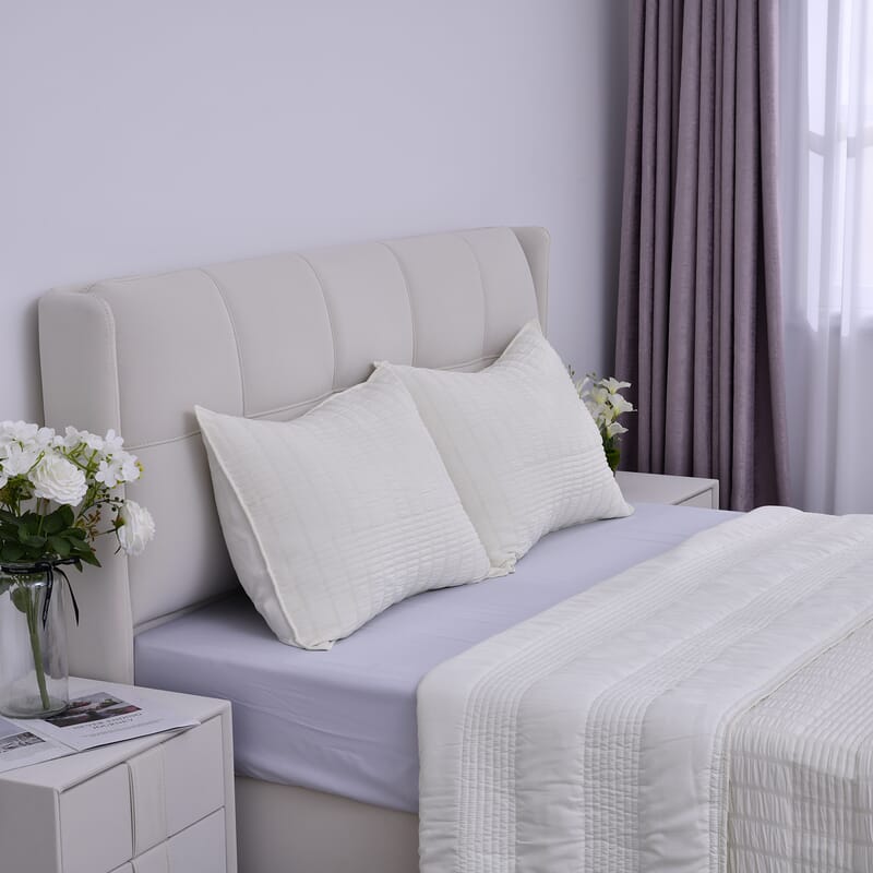 Homesmart Beige Striped Queen Size Microfiber Quilt With Set of Shams