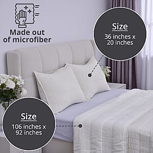 Homesmart Beige Striped King Size Microfiber Quilt With Set of Shams