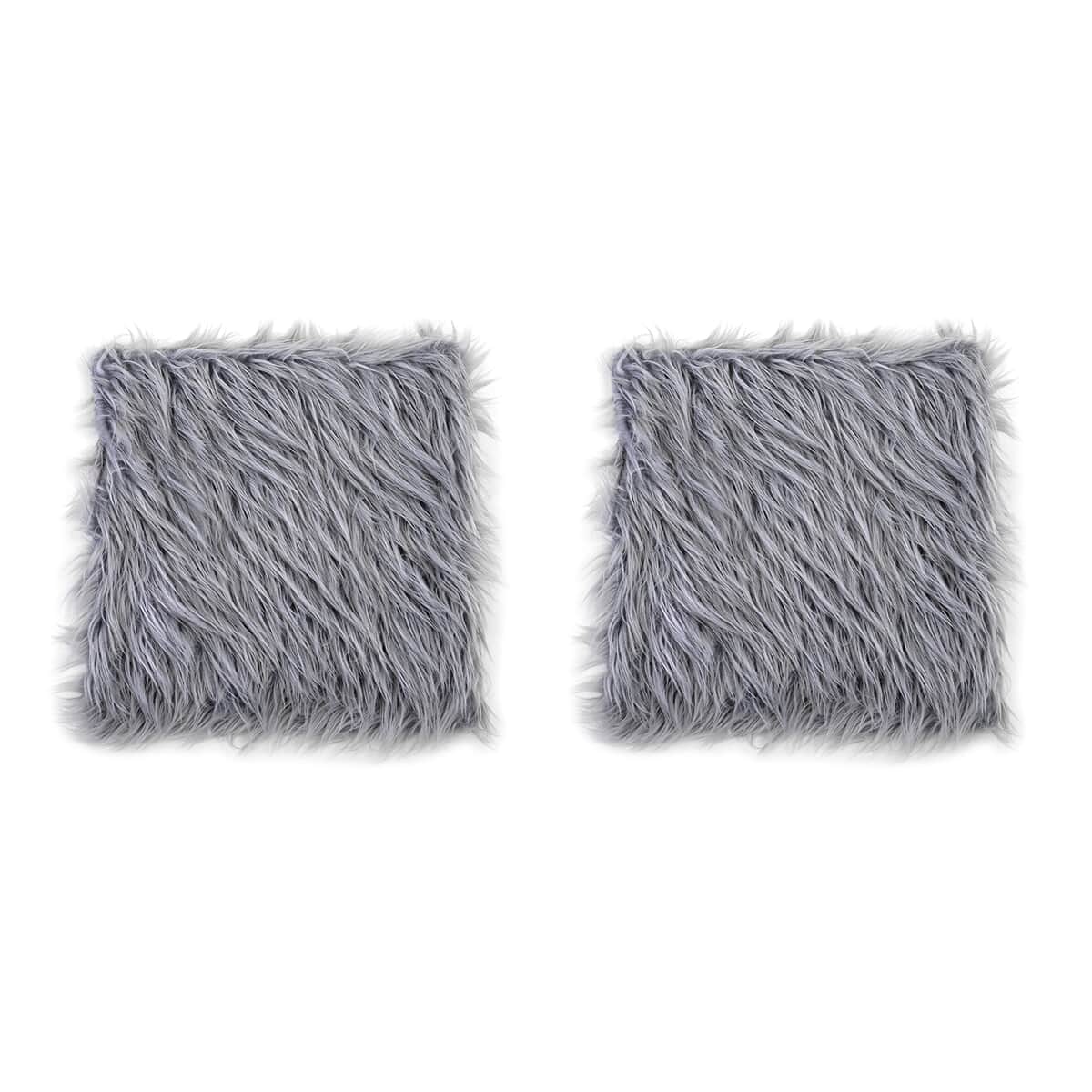 Homesmart Gray Set of 2 Faux Fur Cushion Cover image number 0