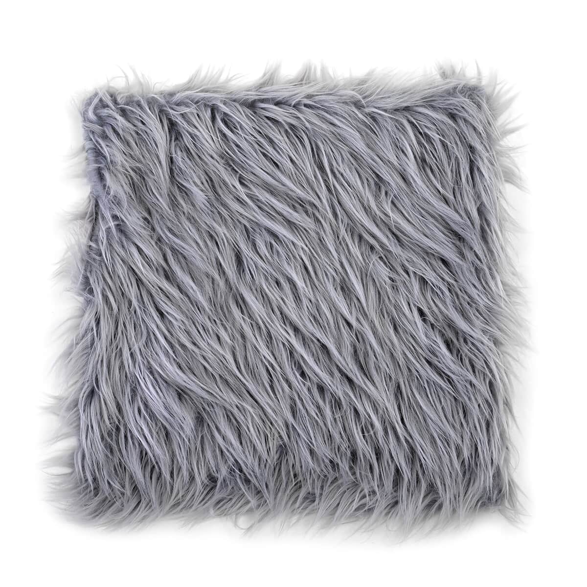 Homesmart Gray Set of 2 Faux Fur Cushion Cover image number 2