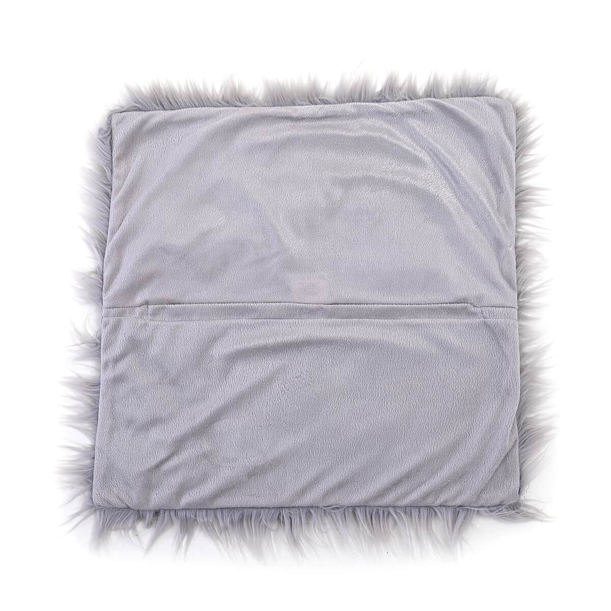 Homesmart Gray Set of 2 Faux Fur Cushion Cover image number 3