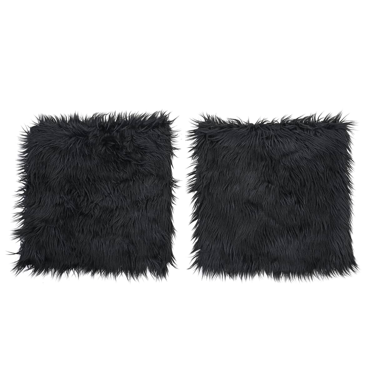 Homesmart Black Set of 2 Faux Fur Cushion Cover image number 0