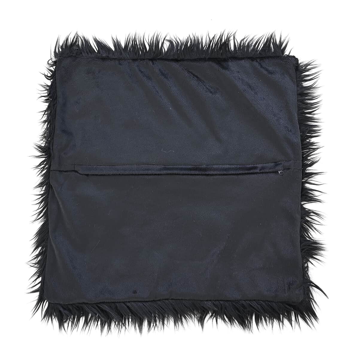 Homesmart Black Set of 2 Faux Fur Cushion Cover image number 3