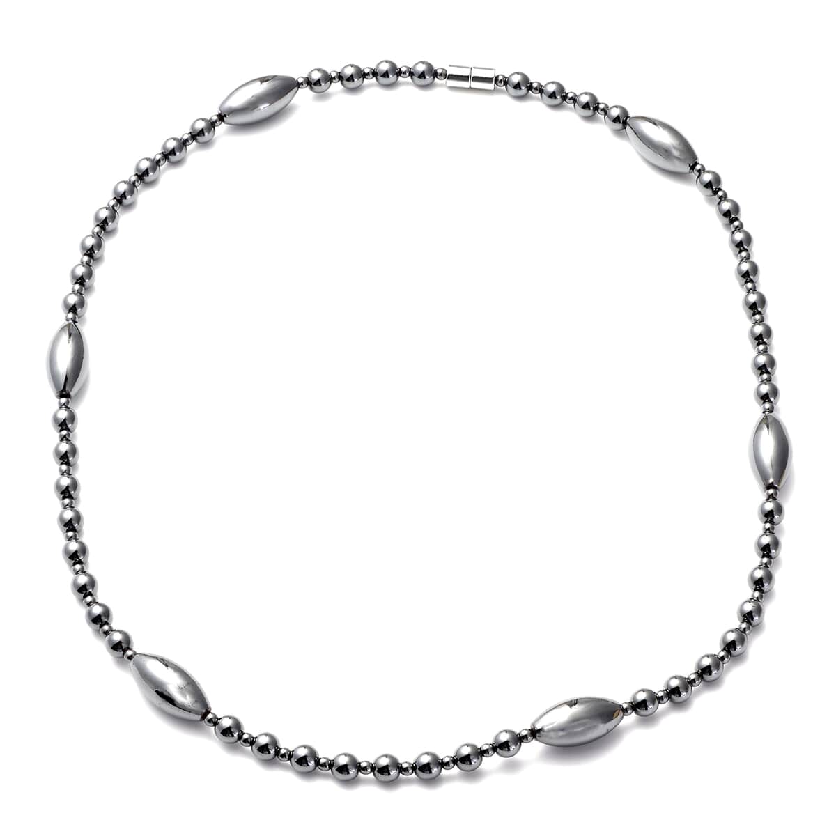 Magnetic Hematite Bead Necklace in Silvertone 22 Inches 317.00 ctw image number 0