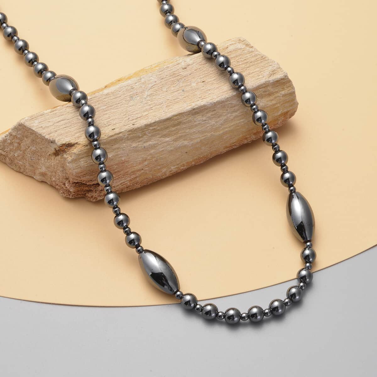 Magnetic Hematite Bead Necklace in Silvertone 22 Inches 317.00 ctw image number 1