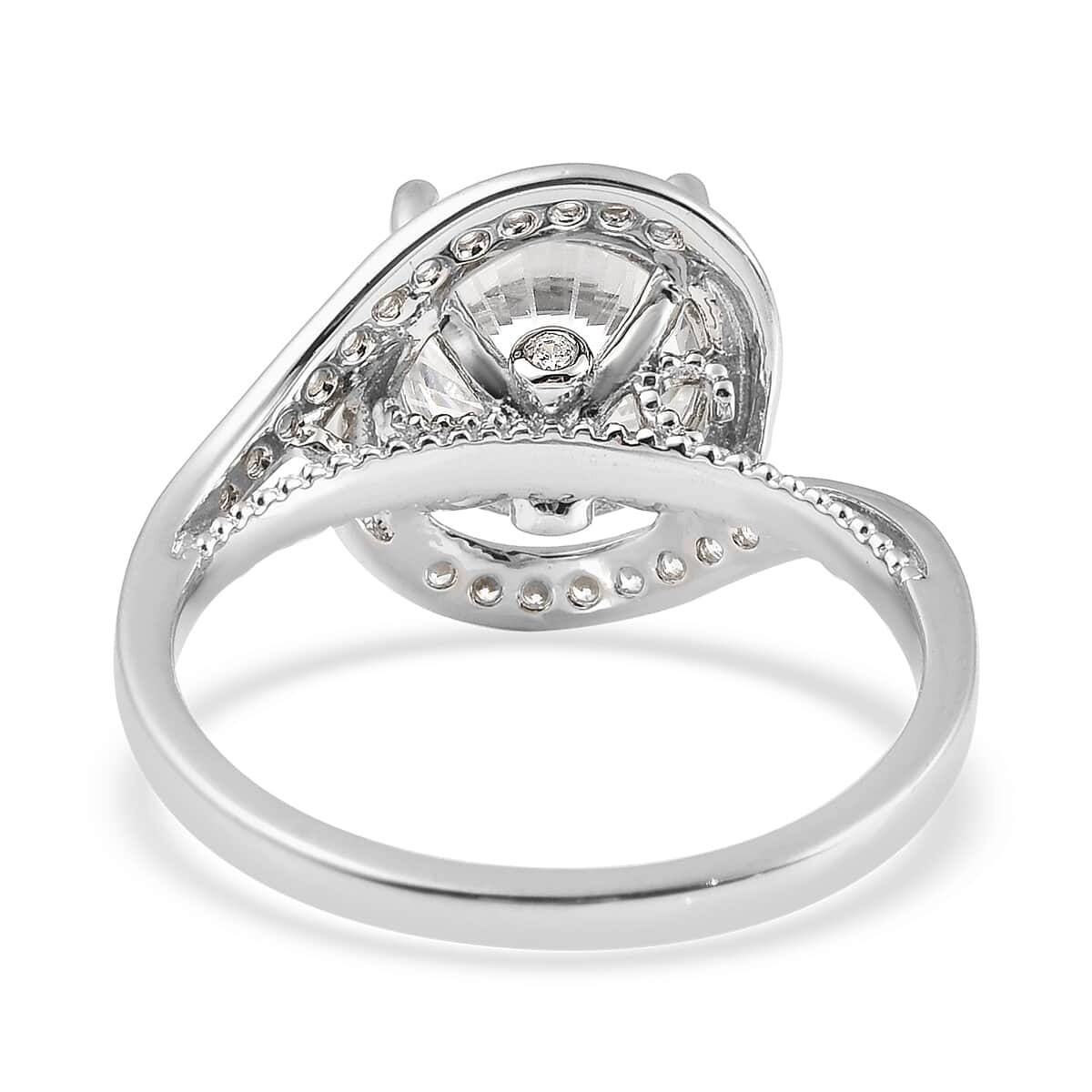LUSTRO STELLA Finest CZ Bypass Ring in Rhodium Over Sterling Silver (Size 10.0) 4.75 ctw image number 4