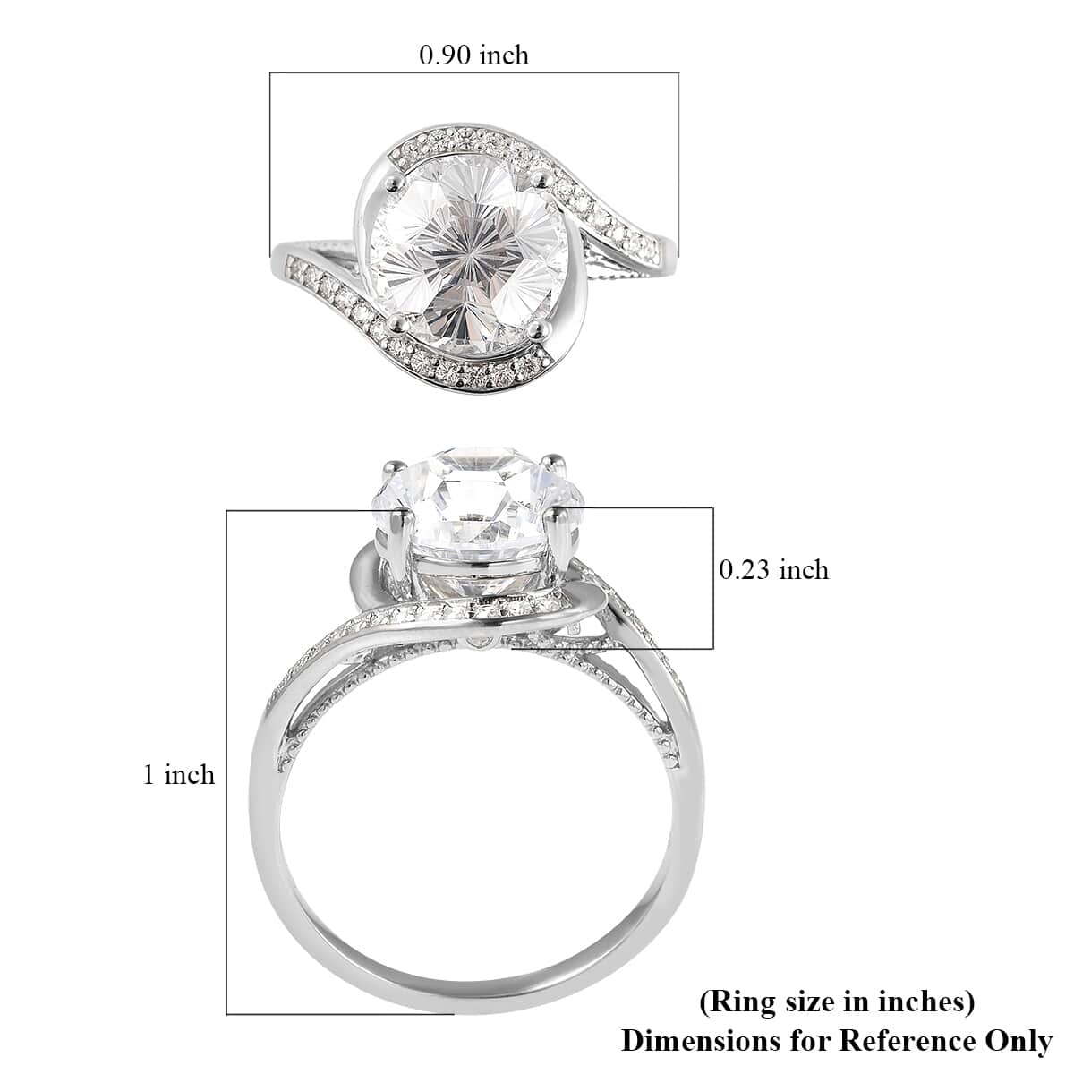 LUSTRO STELLA Finest CZ Bypass Ring in Rhodium Over Sterling Silver (Size 10.0) 4.75 ctw image number 5