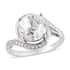 Lustro Stella Finest CZ Bypass Ring in Rhodium Over Sterling Silver (Size 7.0) 4.75 ctw image number 0