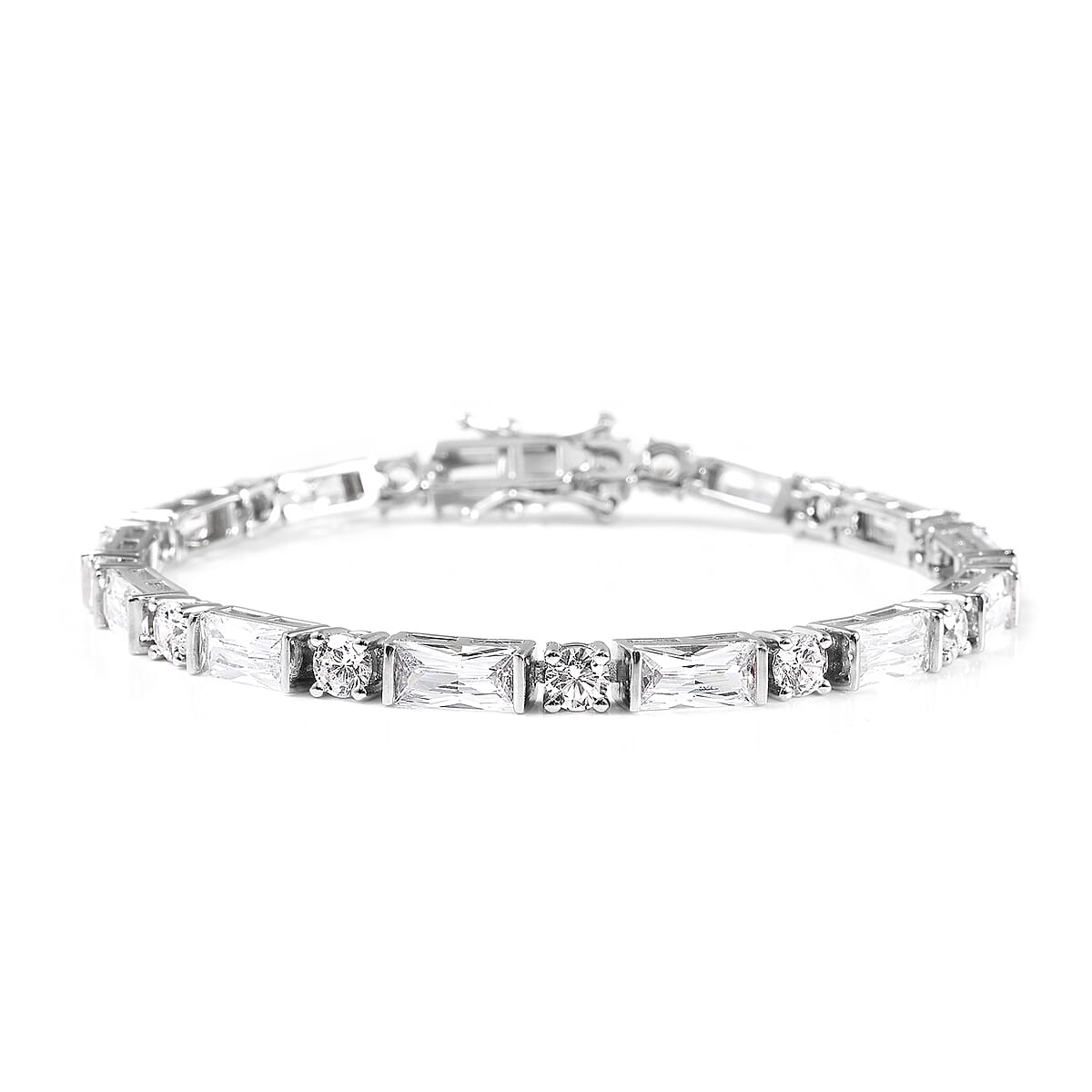 LUSTRO STELLA White Cubic Zirconia Tennis Bracelet in Sterling Silver (7.25 In) 10.5 Grams 21.30 ctw image number 0