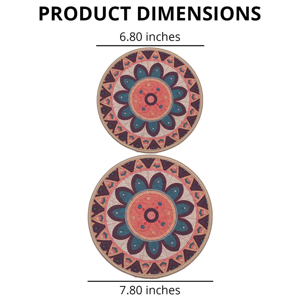 Set of 6 Red Multi Color Floral Pattern Hot Pot Stand, Heat Resistant Pads For Kitchen Countertop Dining Table, Anti-Hot Non-Slip Round Mats Pack of 6 image number 3