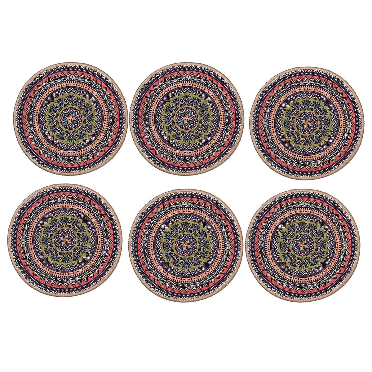 Set of 6 Multi Color Abstract Pattern Hot Pot Stand, Heat Resistant Pads For Kitchen Countertop Dining Table, Anti-Hot Non-Slip Round Mats Pack of 6 image number 3